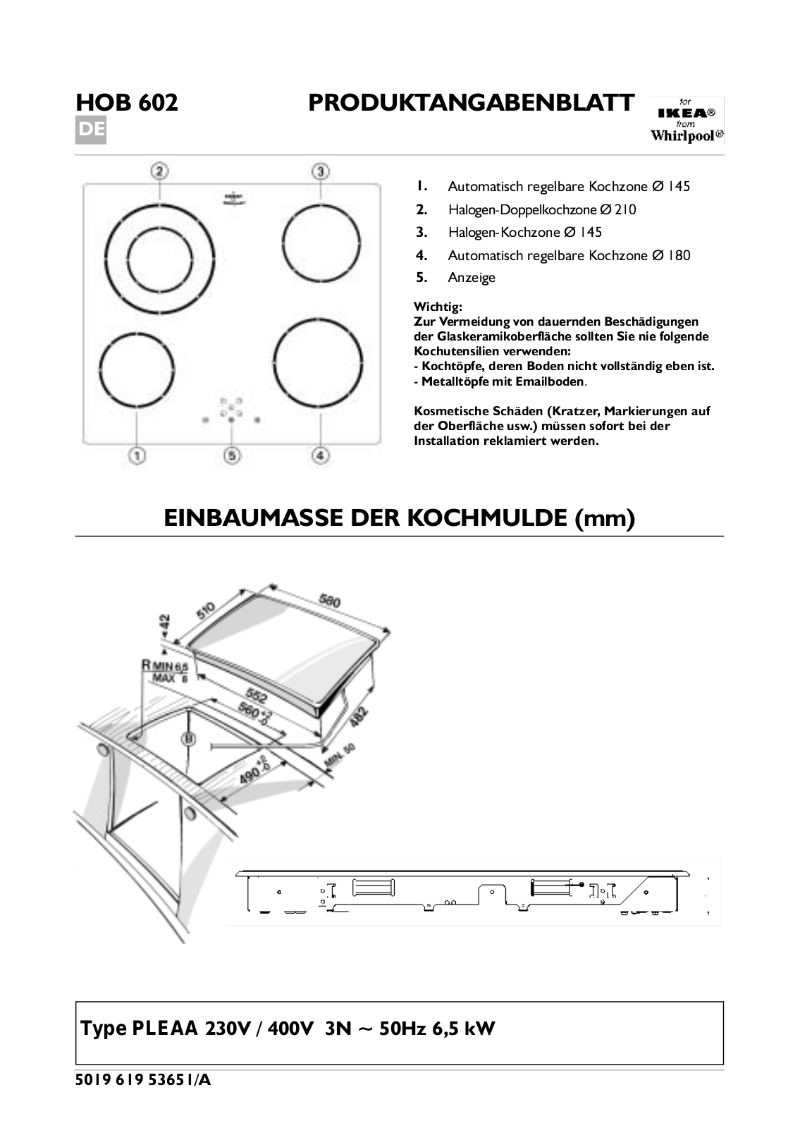 Whirlpool HOB 602 AL N, HOB 602 S N INSTRUCTION FOR USE