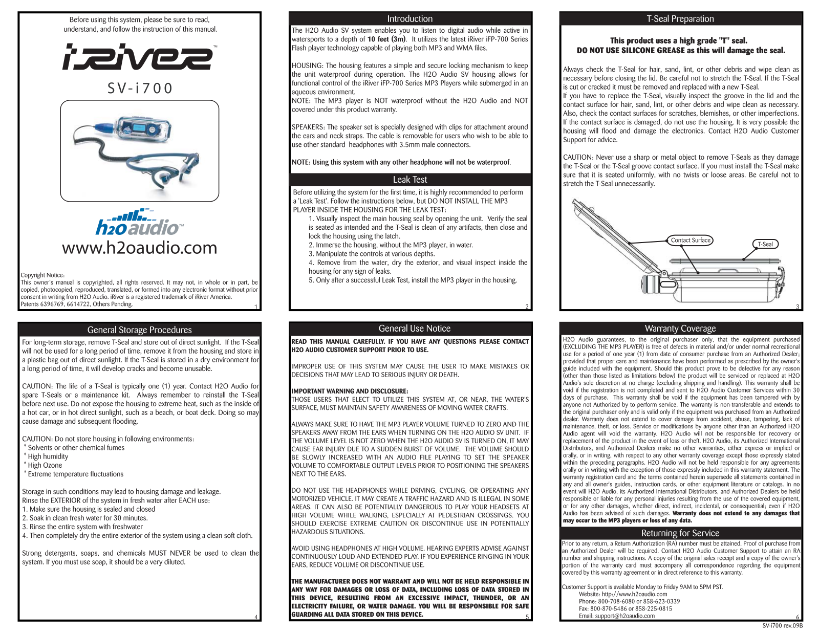 H2O Audio SV-i700, iFP-700, S1-1A1 User Manual