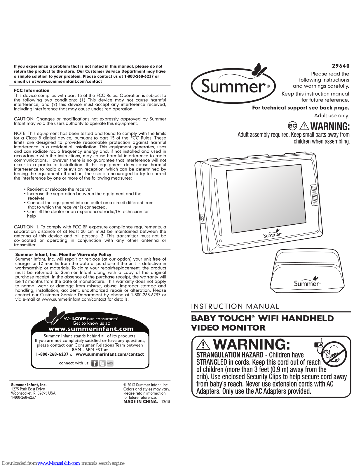 Summer 29640, Baby Touch 29640 Instruction Manual - ManualMachine.com