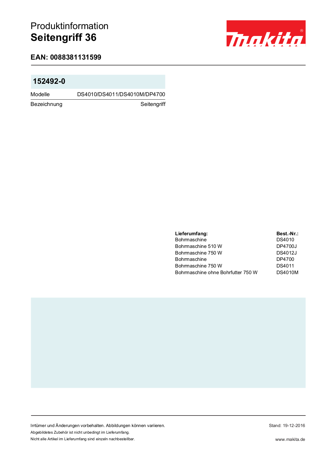 Makita 152492-0 Produkt information