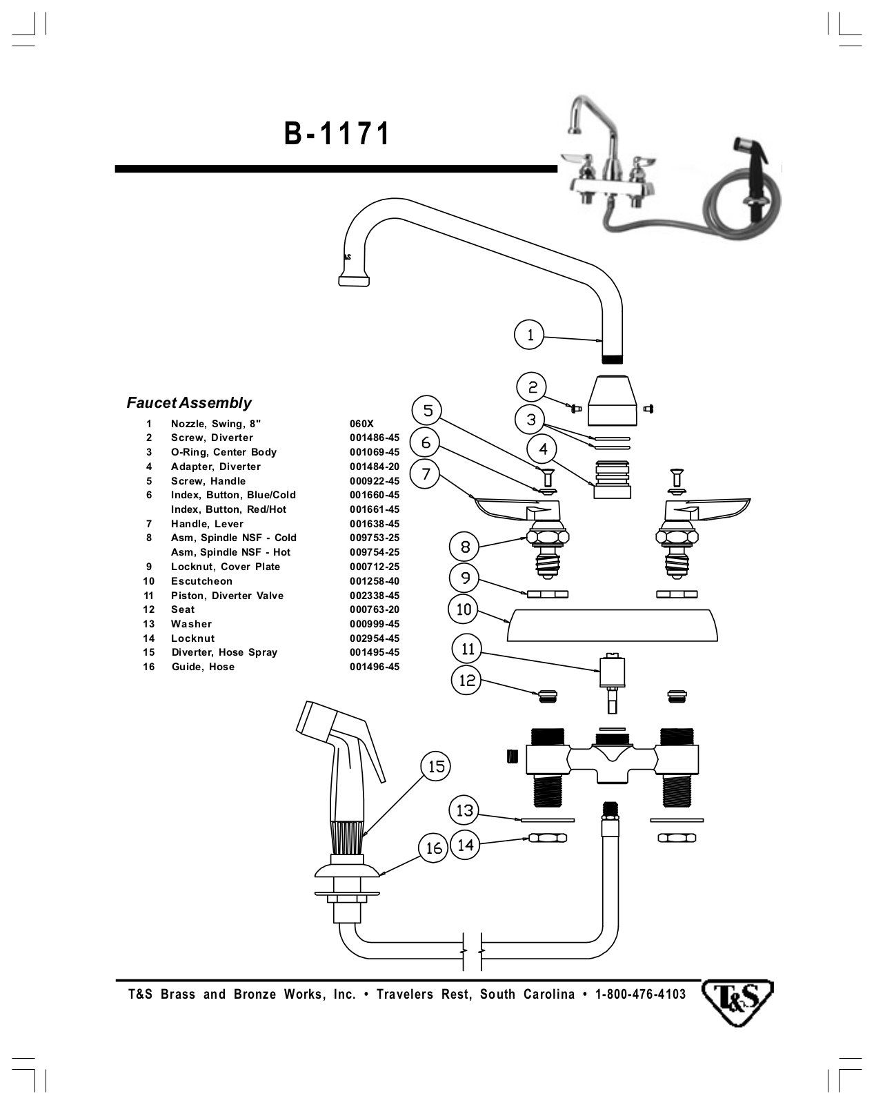 T & S Brass & Bronze Works B-1171 Part Manual