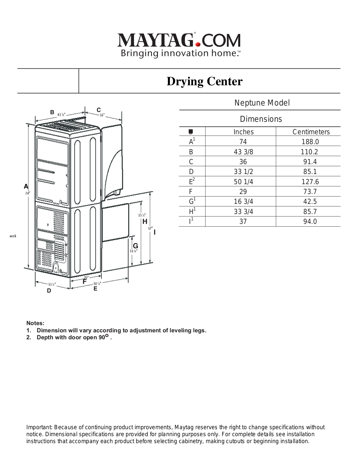 Maytag MCE8000AYW, MCE8000AZQ, MCE8000AZW, MCE8000AYQ Dimension Guide