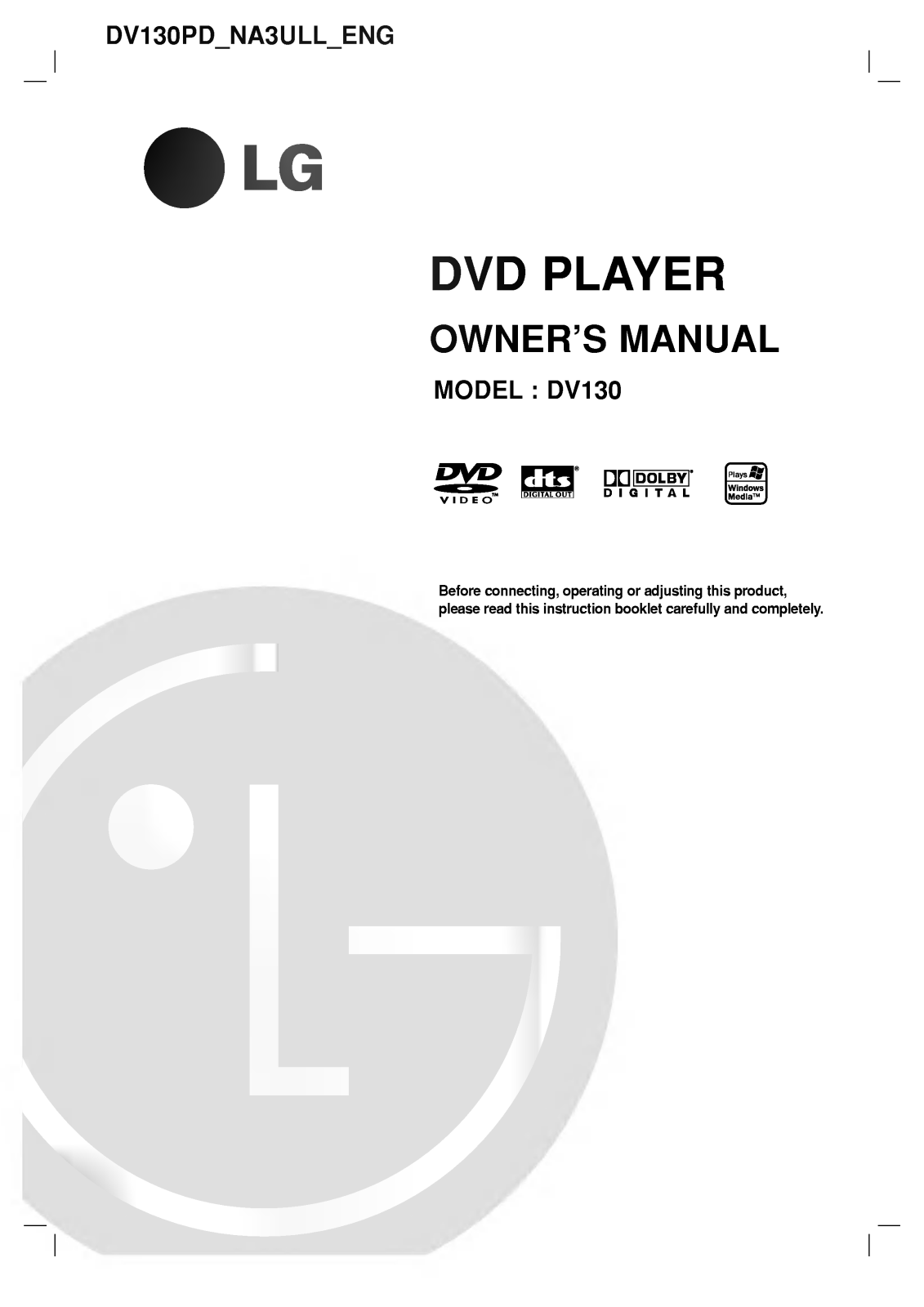 LG DV130PD Manual book