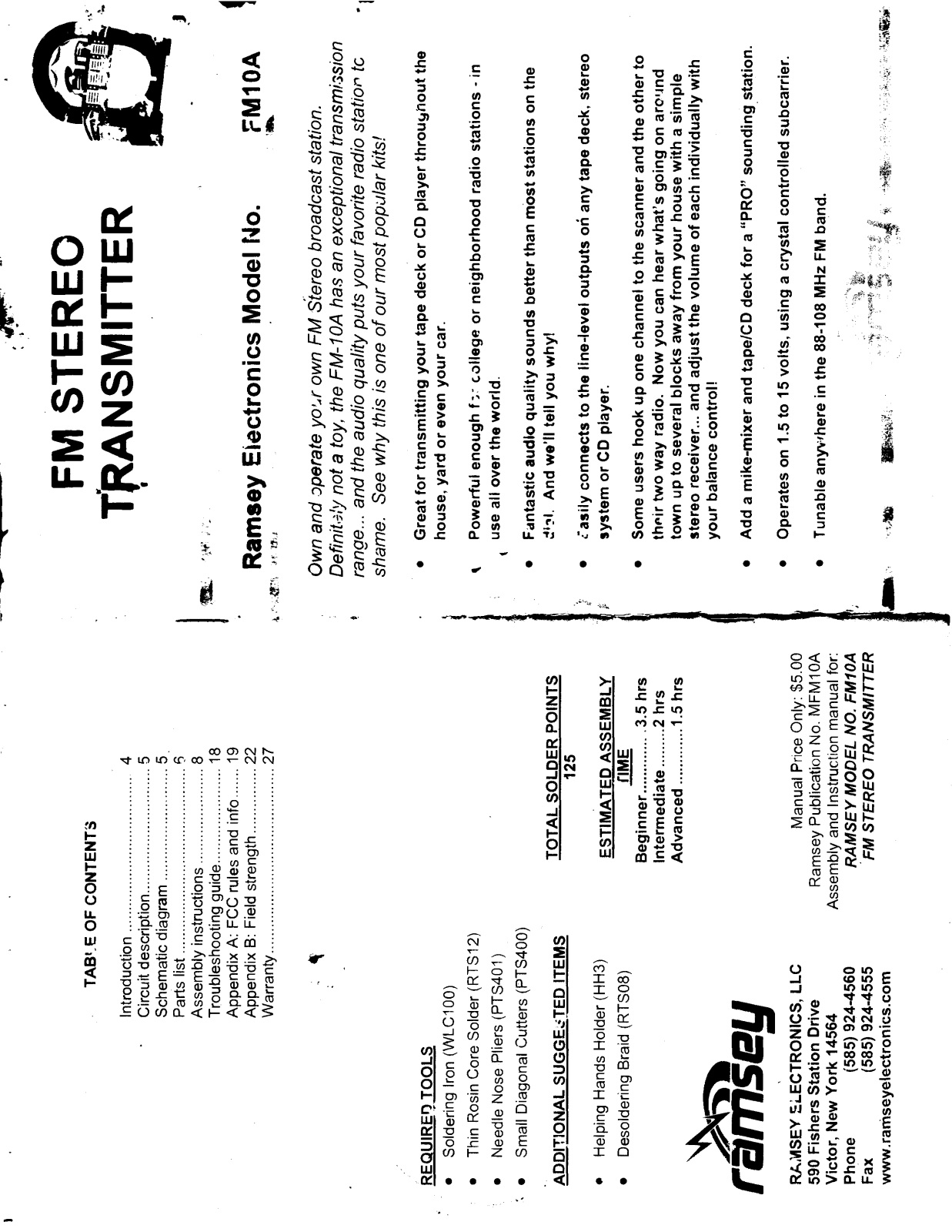 Ramsey FM10A User Manual