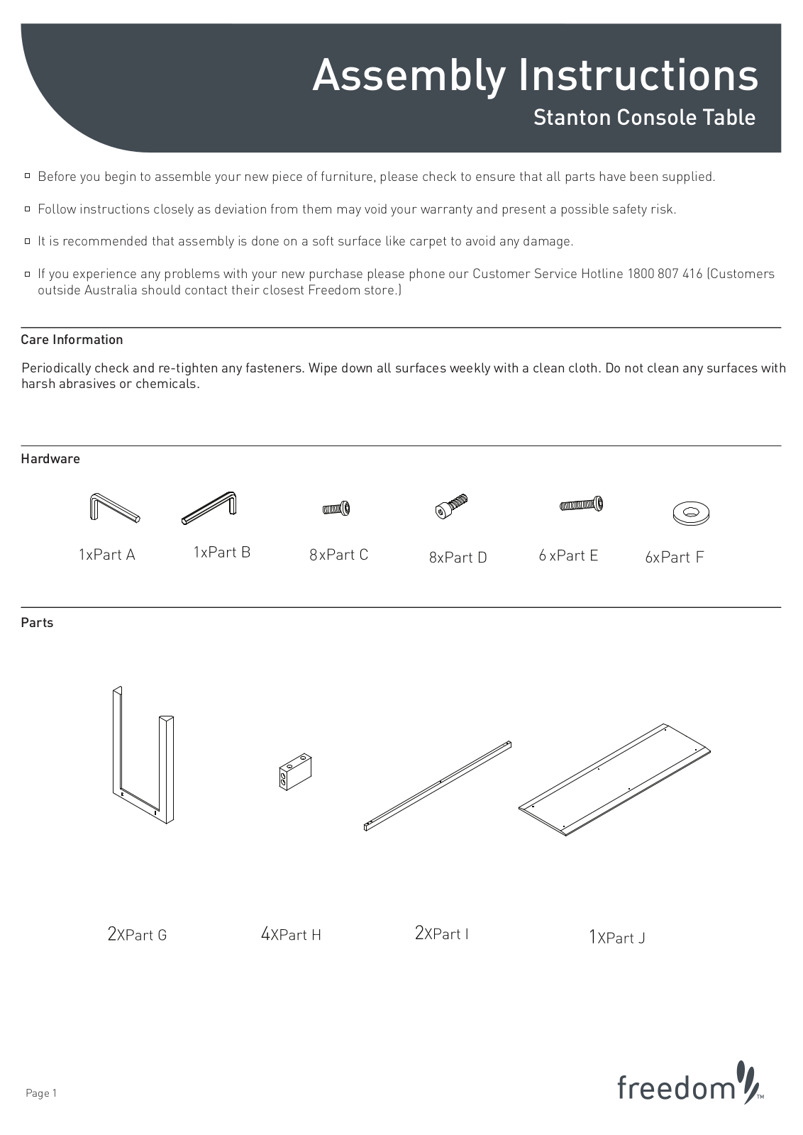 Freedom Stanton Console Table Assembly Instruction - ManualMachine.com