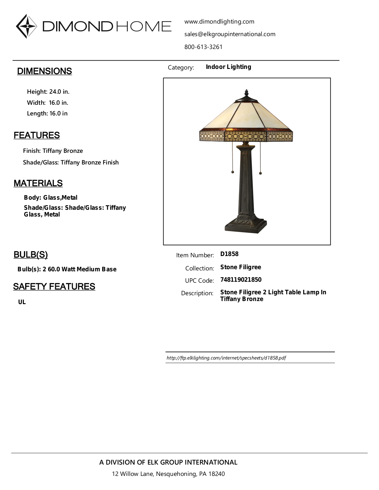 ELK Home D1858 User Manual