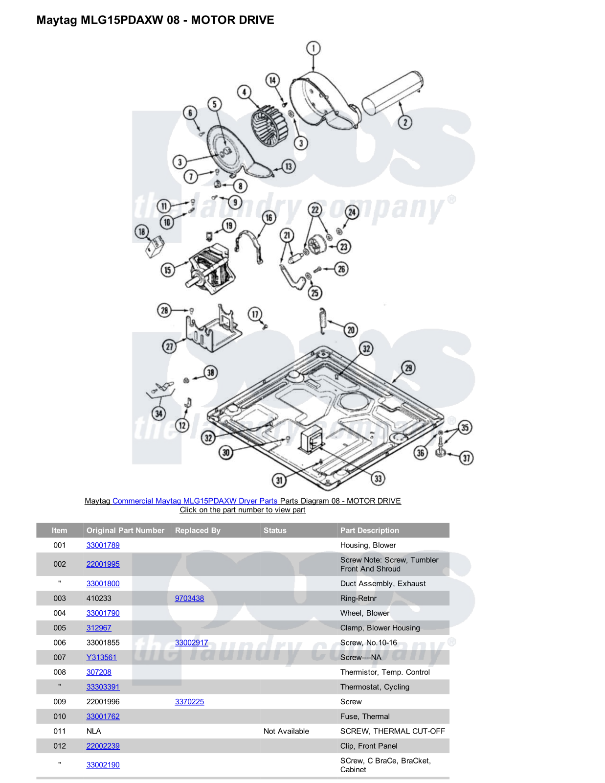 Maytag MLG15PDAXW Parts Diagram