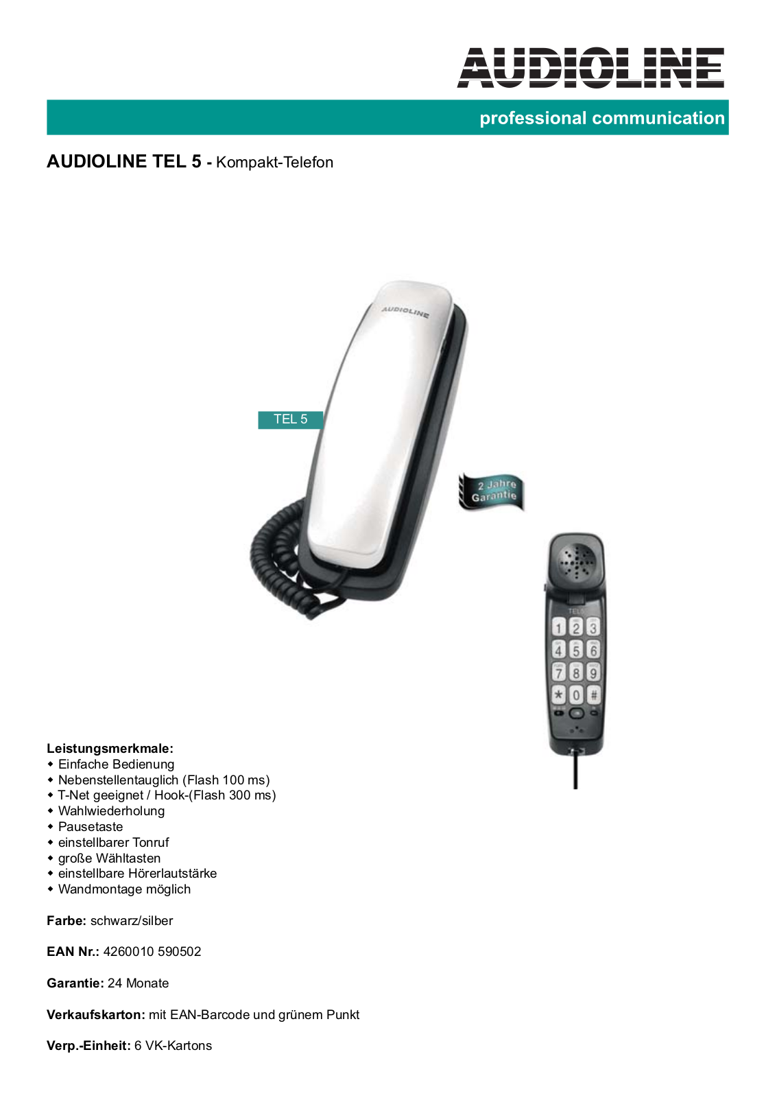 Audioline TEL5 User Manual