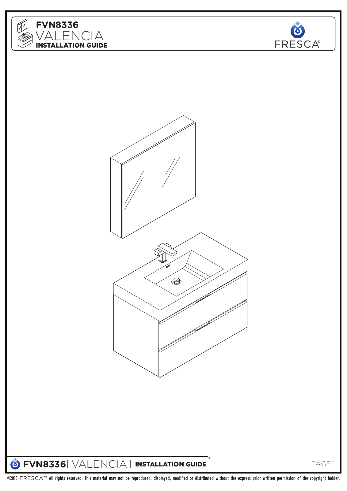 Fresca FCB8336WHI Installation Manual