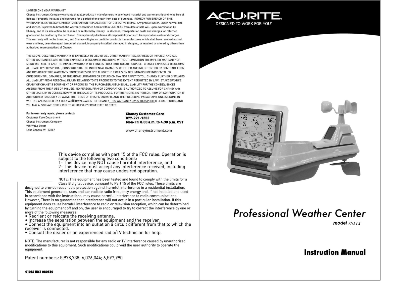 Chaney Instrument VN1TX User Manual