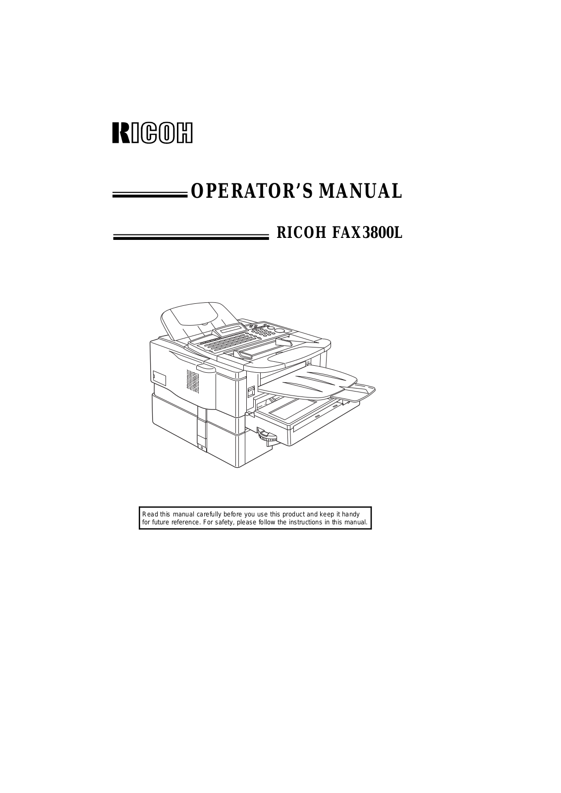 Ricoh FAX2700L OPERATING INSTRUCTIONS FX3800