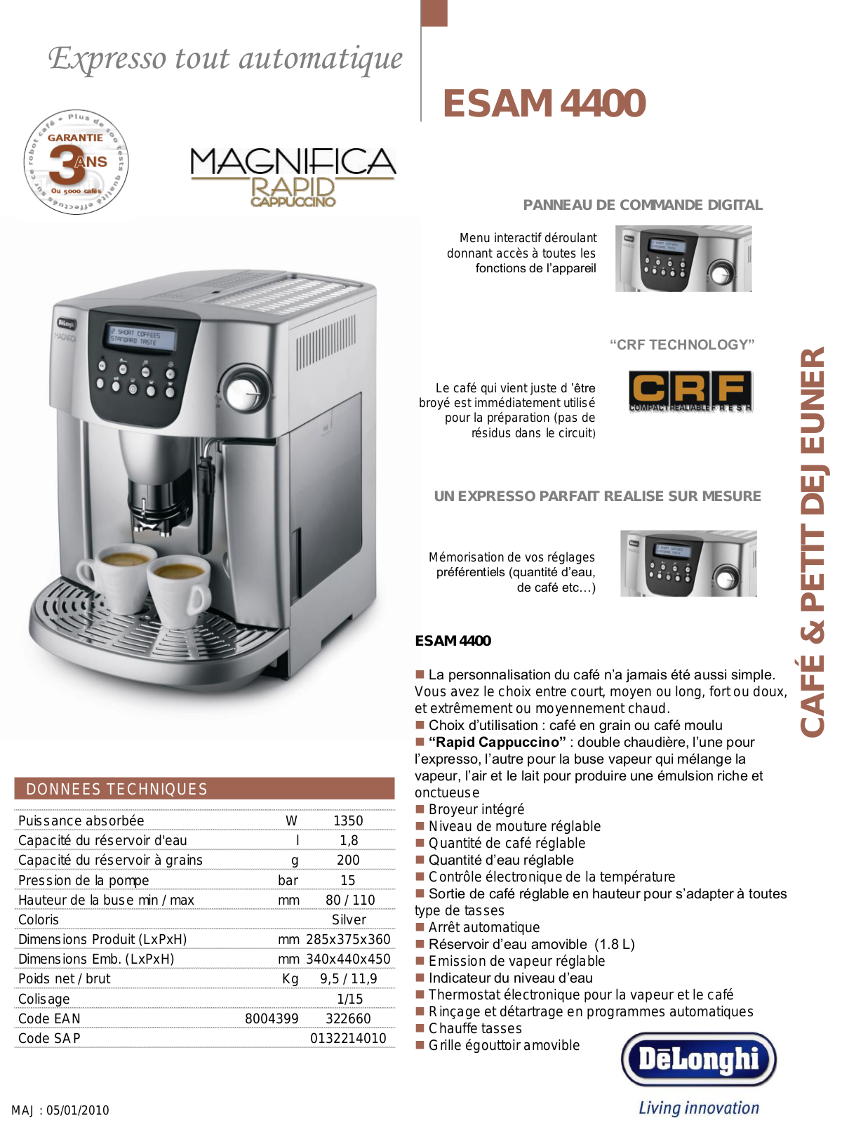 Delonghi ESAM 4400 Technical Description