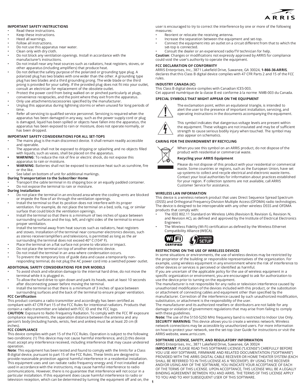 ARRIS DCX3635, DCX3635M, IP815 User Manual