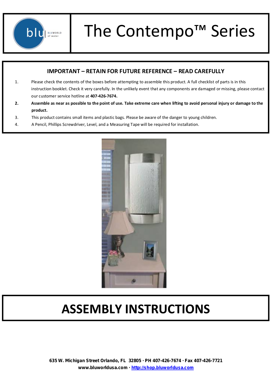 Bluworld BWD1039 Installation & Assembly - ManualMachine.com