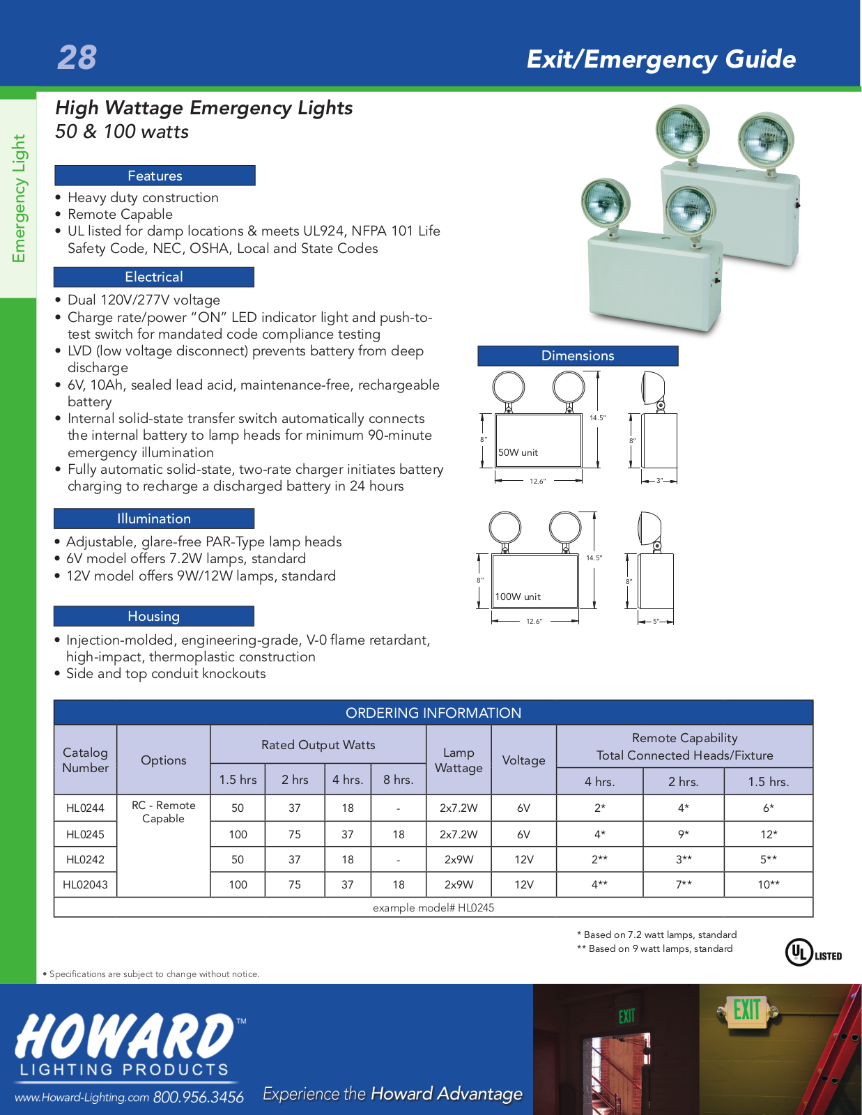 Howard Industries HL0244, HL0242, HL0245, HL02043 Catalog Page