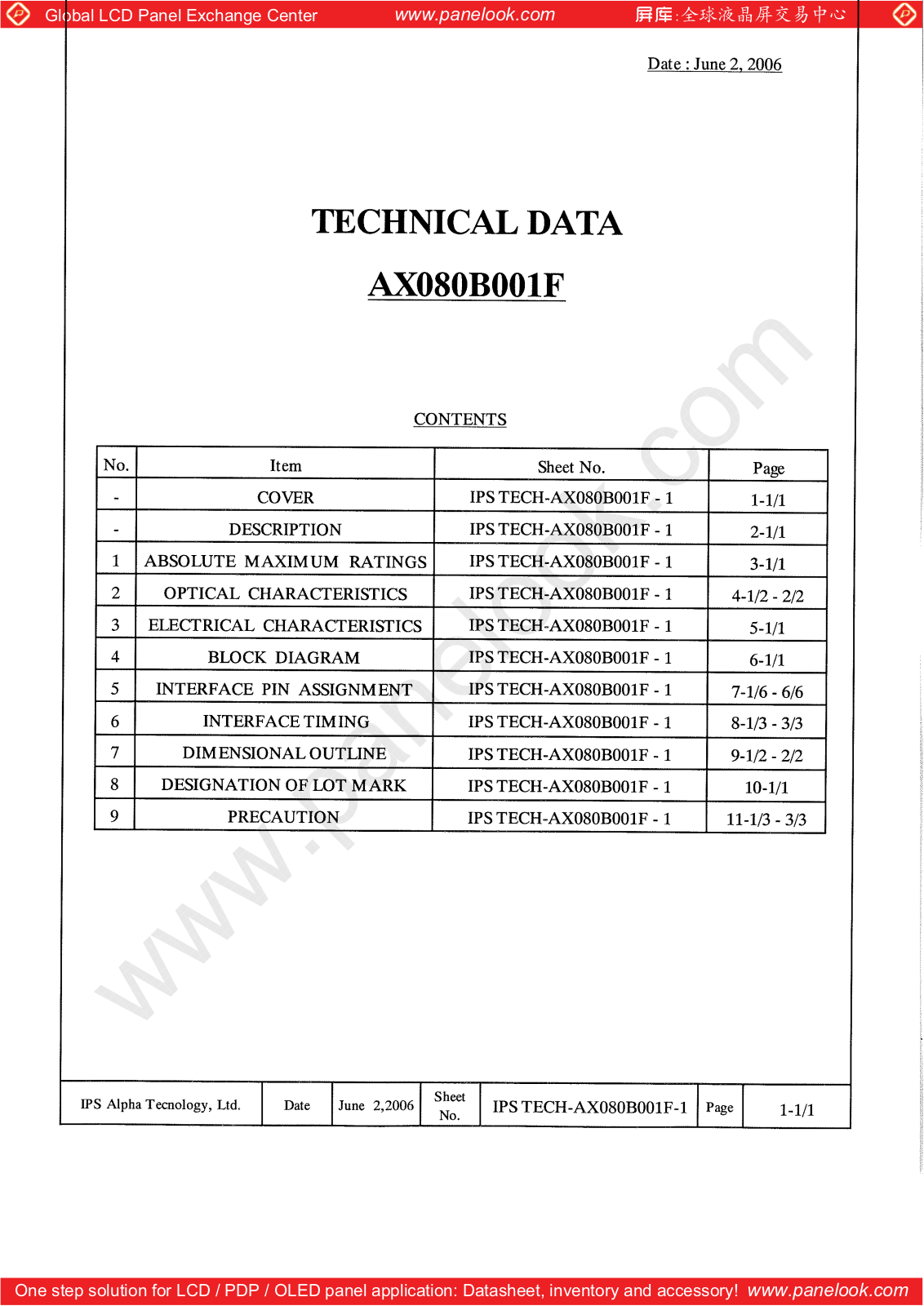 HITACHI AX080B001F Specification