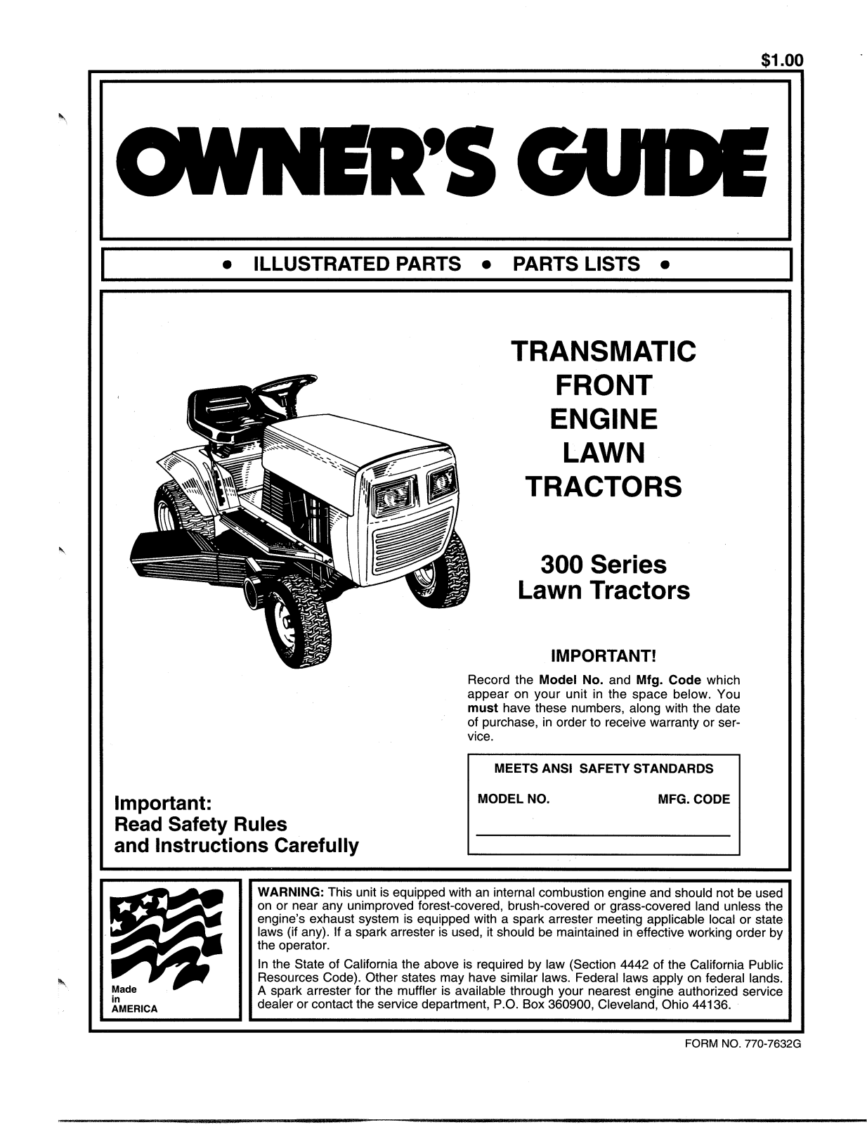 Bolens 300 User Manual