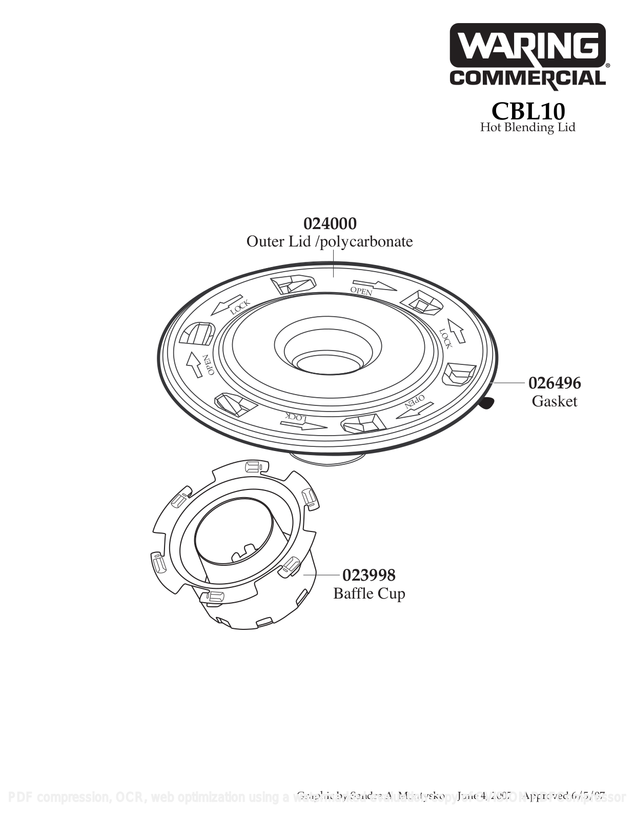 Waring CBL10 Parts List