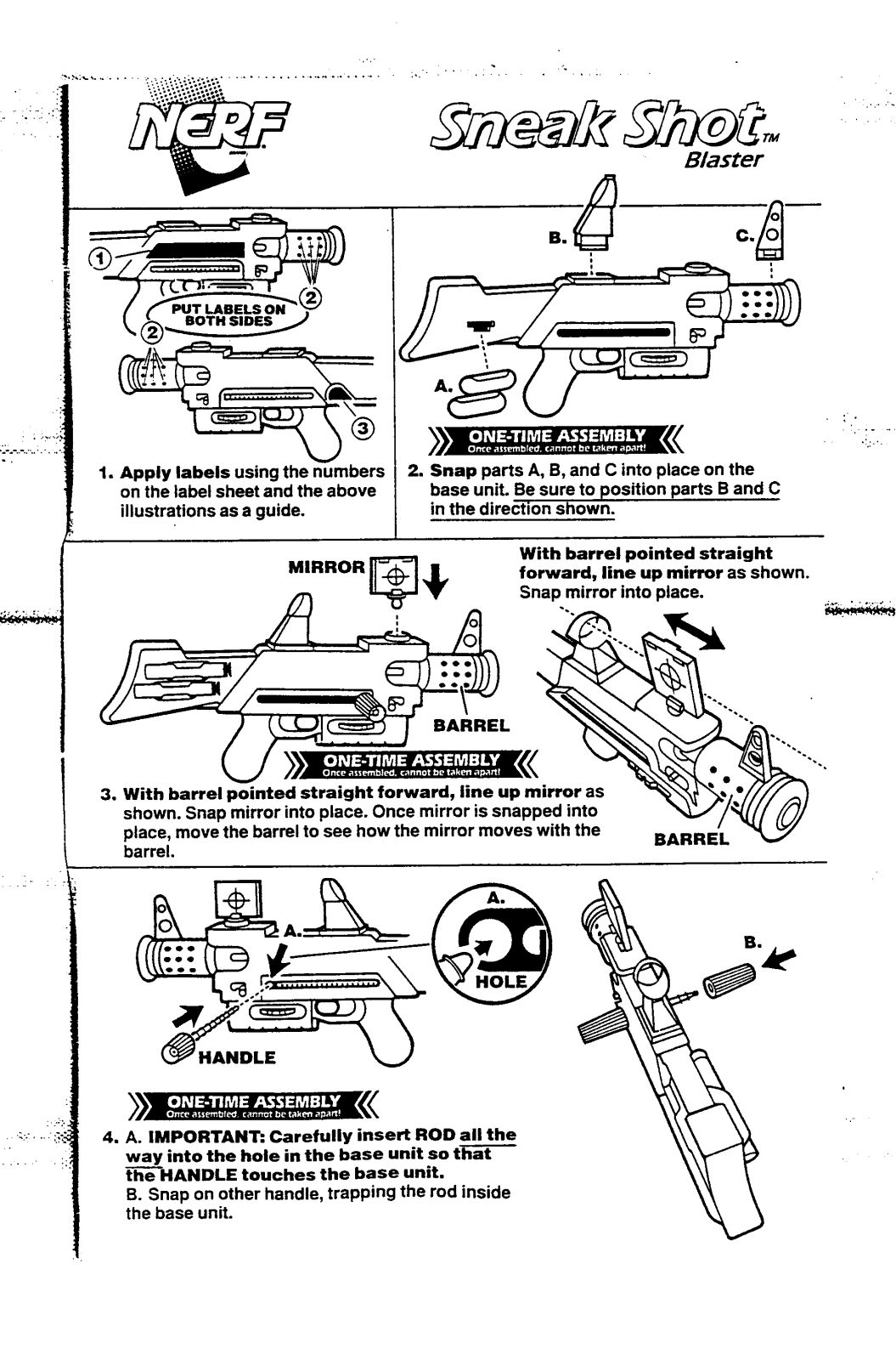 HASBRO Nerf Sneak Shot Blaster User Manual