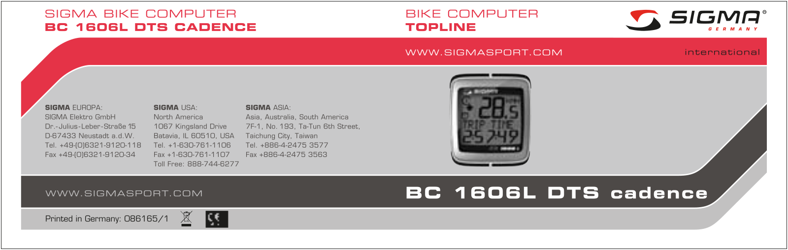 Sigma BC 1606L DTS Cadence User Manual