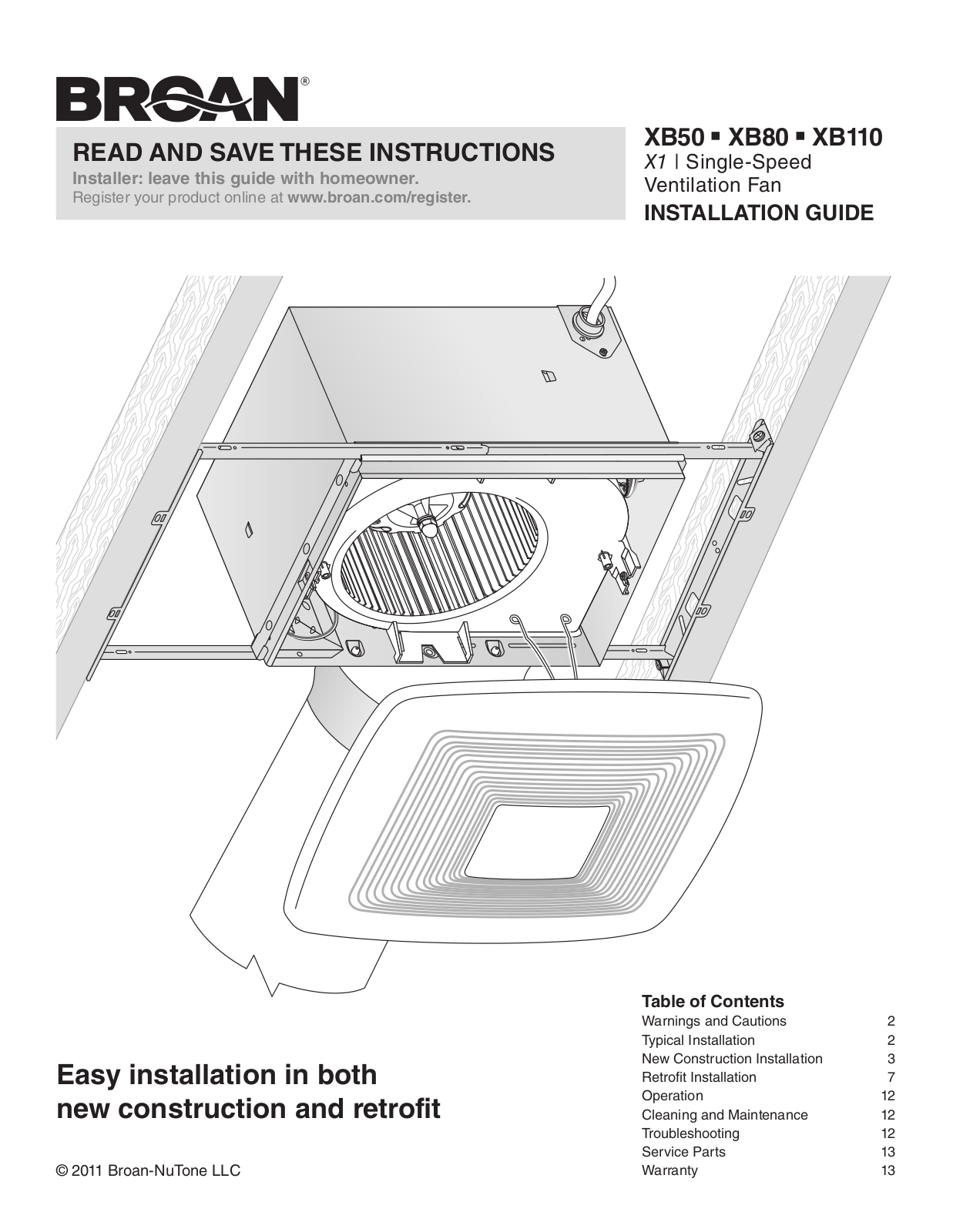 Broan NuTone BQNU1053 Installation & Assembly - ManualMachine.com