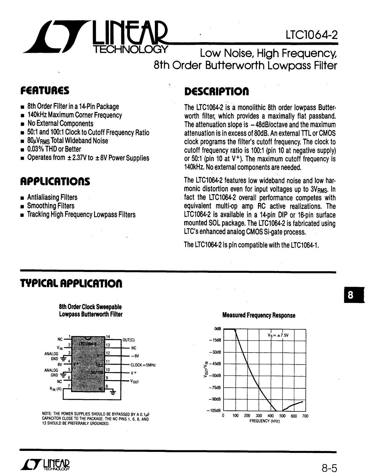 Linear Technology LTC1064-2MJ, LTC1064-2CS, LTC1064-2CJ, LTC1064-2 Datasheet