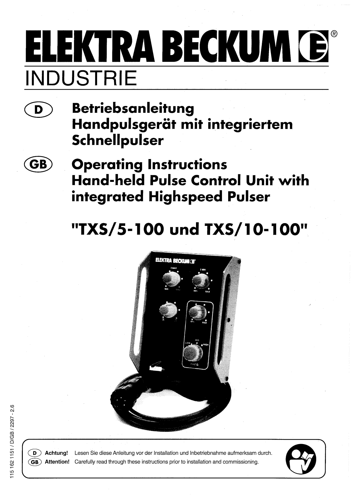 ELEKTRA BECKUM TXS/5-100, TXS/10-100 User guide - ManualMachine.com