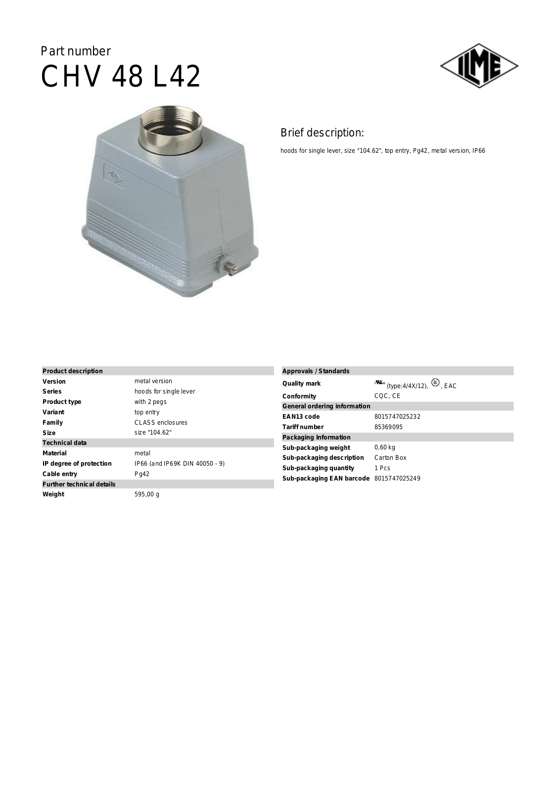 ILME CHV-48L42 Data Sheet