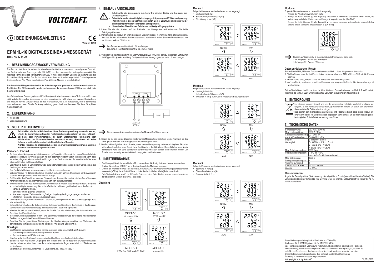 VOLTCRAFT EPM 1L-16 User guide