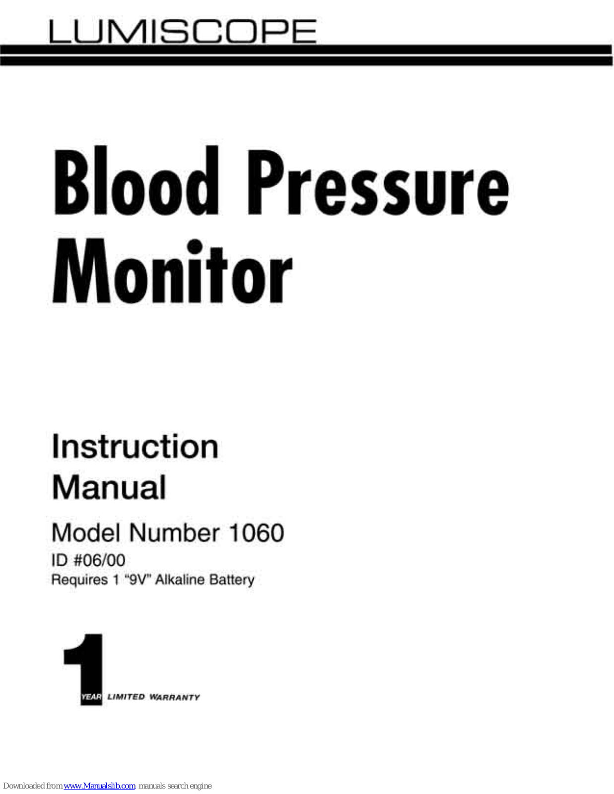 Lumiscope 1060 Instruction Manual