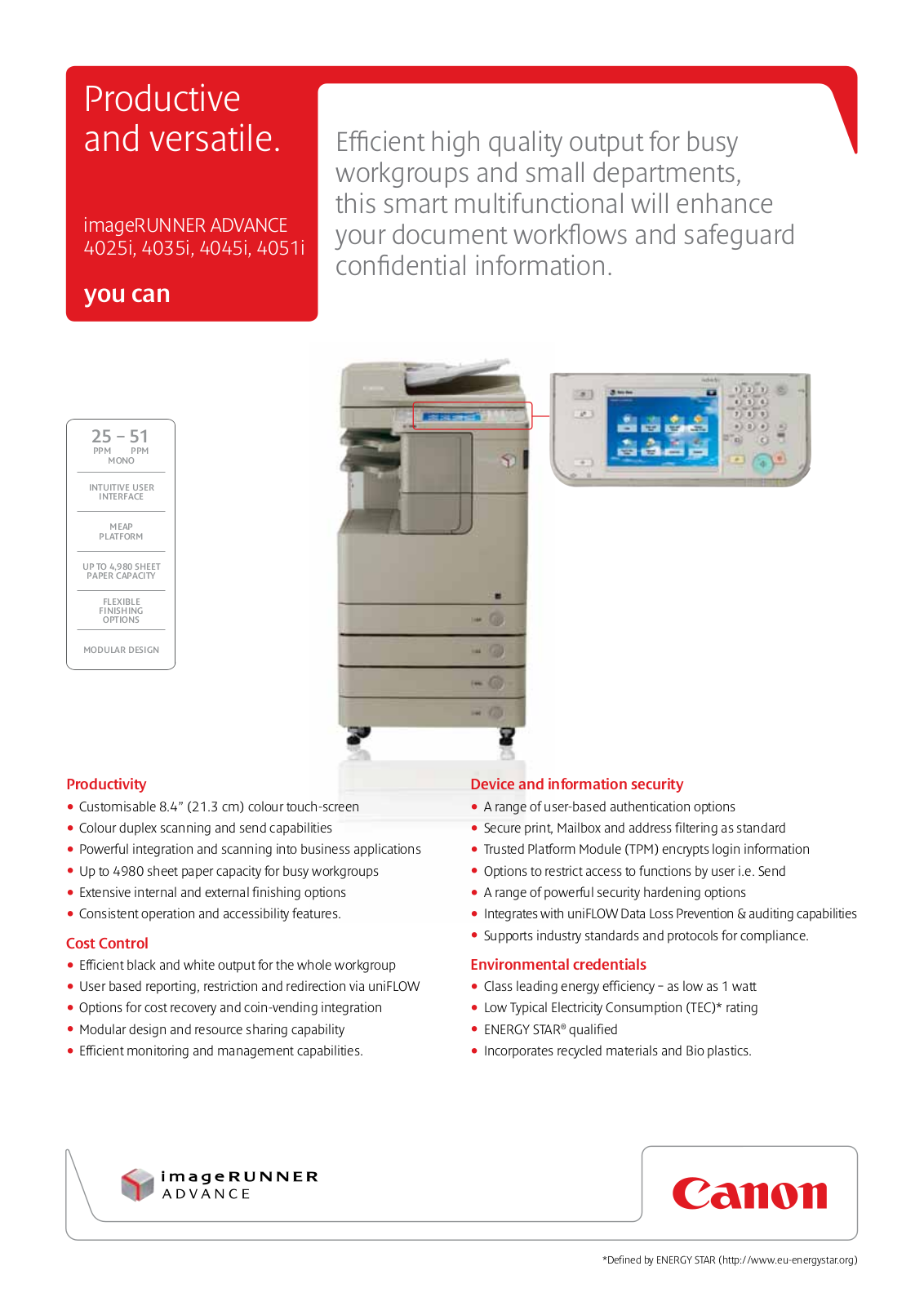 Canon IMAGERUNNER ADVANCE 4025I, IMAGERUNNER ADVANCE 4035I BROCHURE