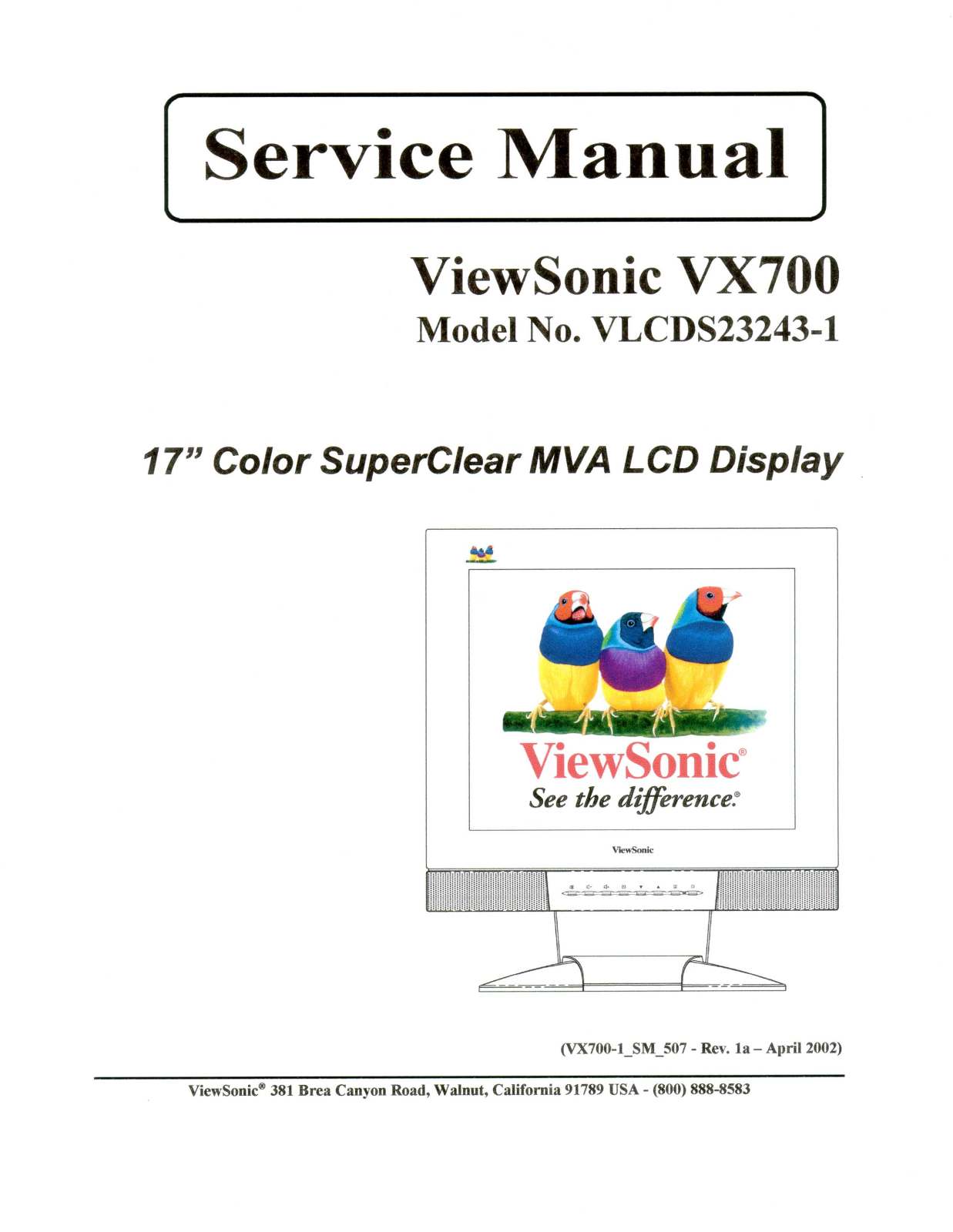 Viewsonic VX700 Service Manual 1a