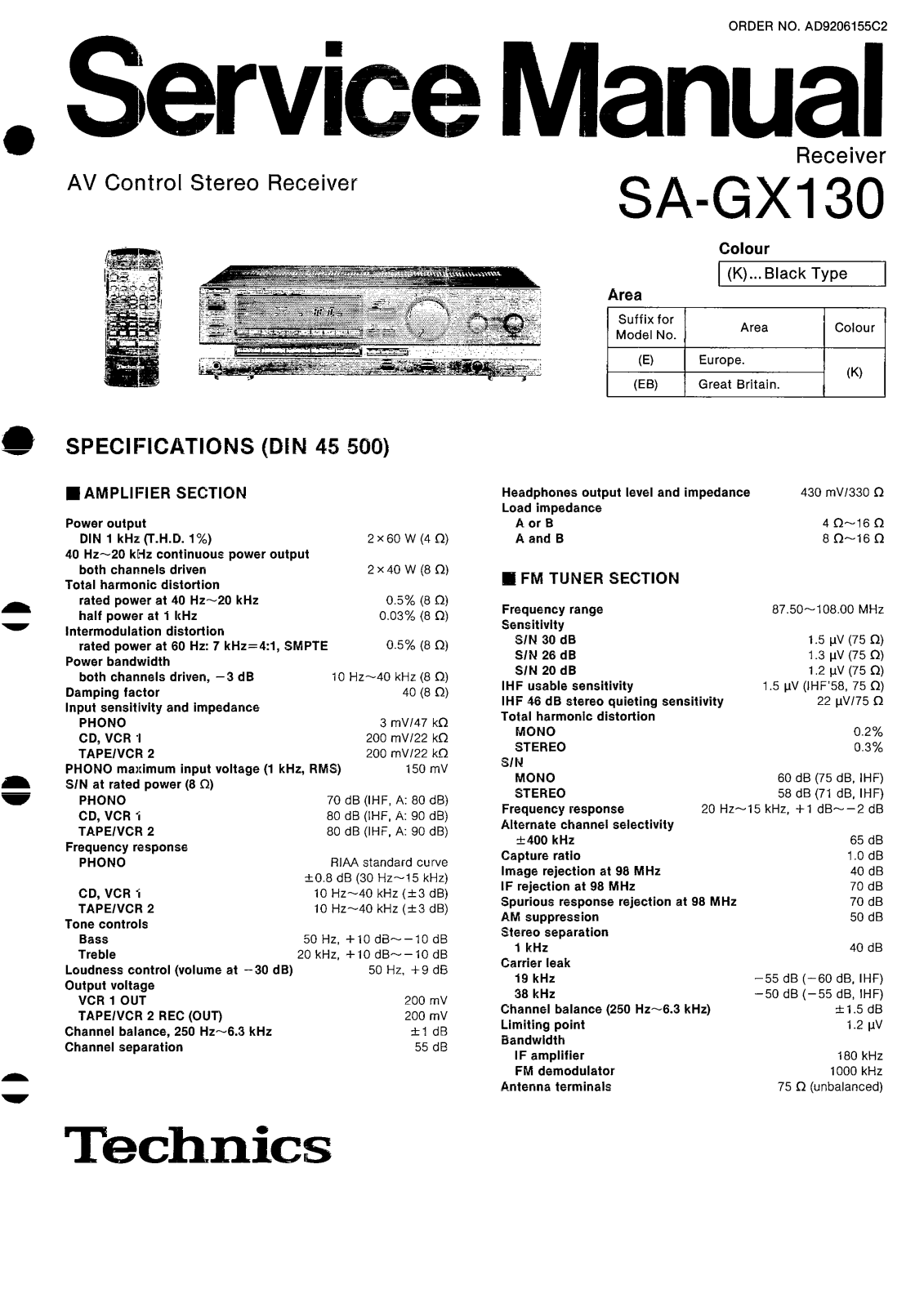 Technics SAGX-130, SAEX-130 Service manual