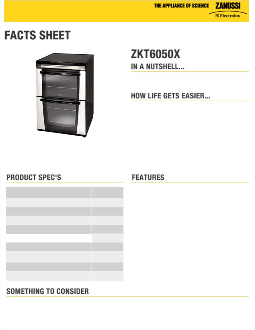 Zanussi ZKT6050X User Manual