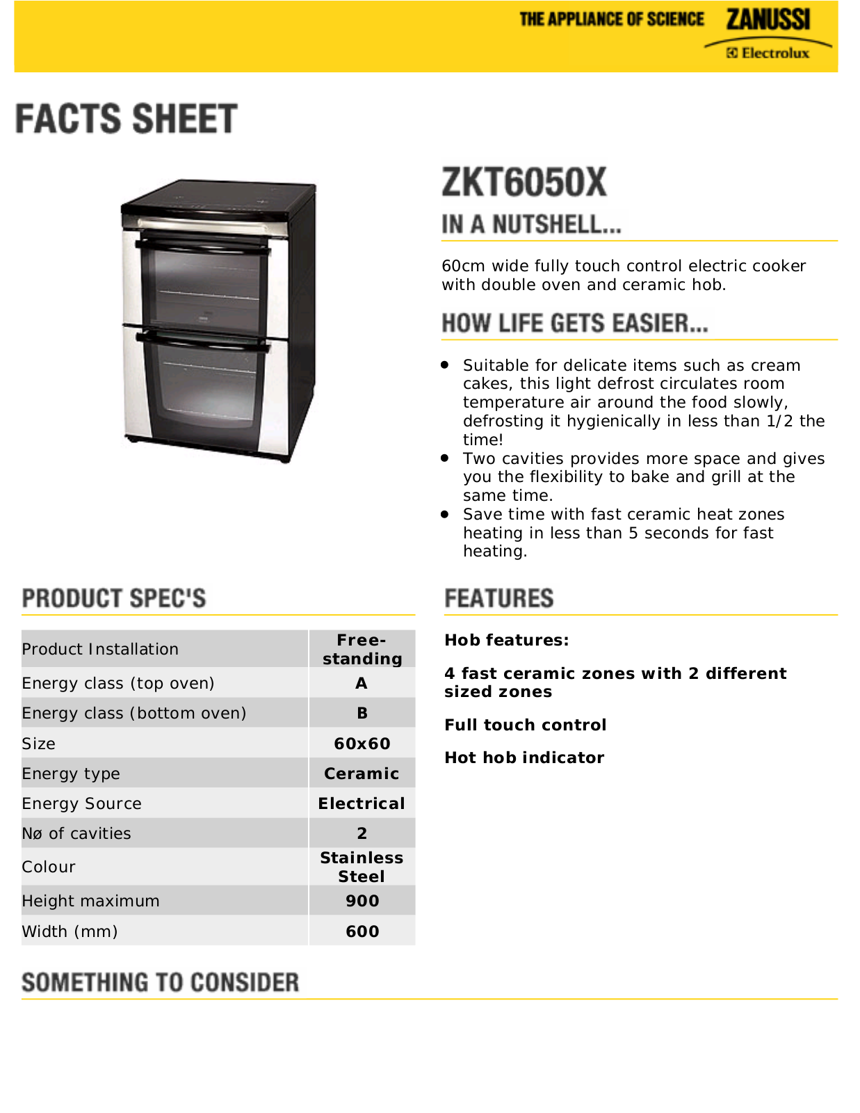 Zanussi ZKT6050X User Manual