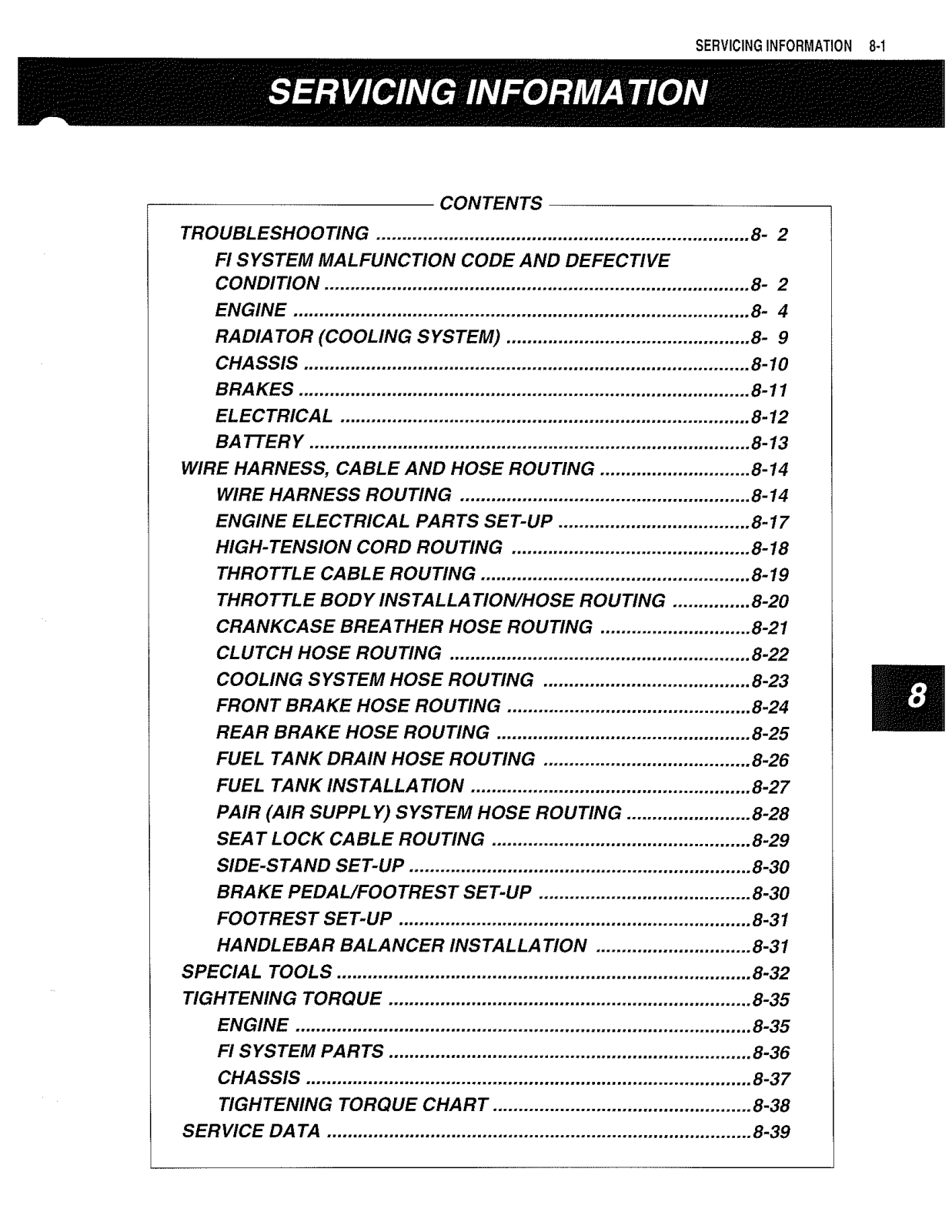 Suzuki DL1000V VSTROM Service Manual 8 Servicing