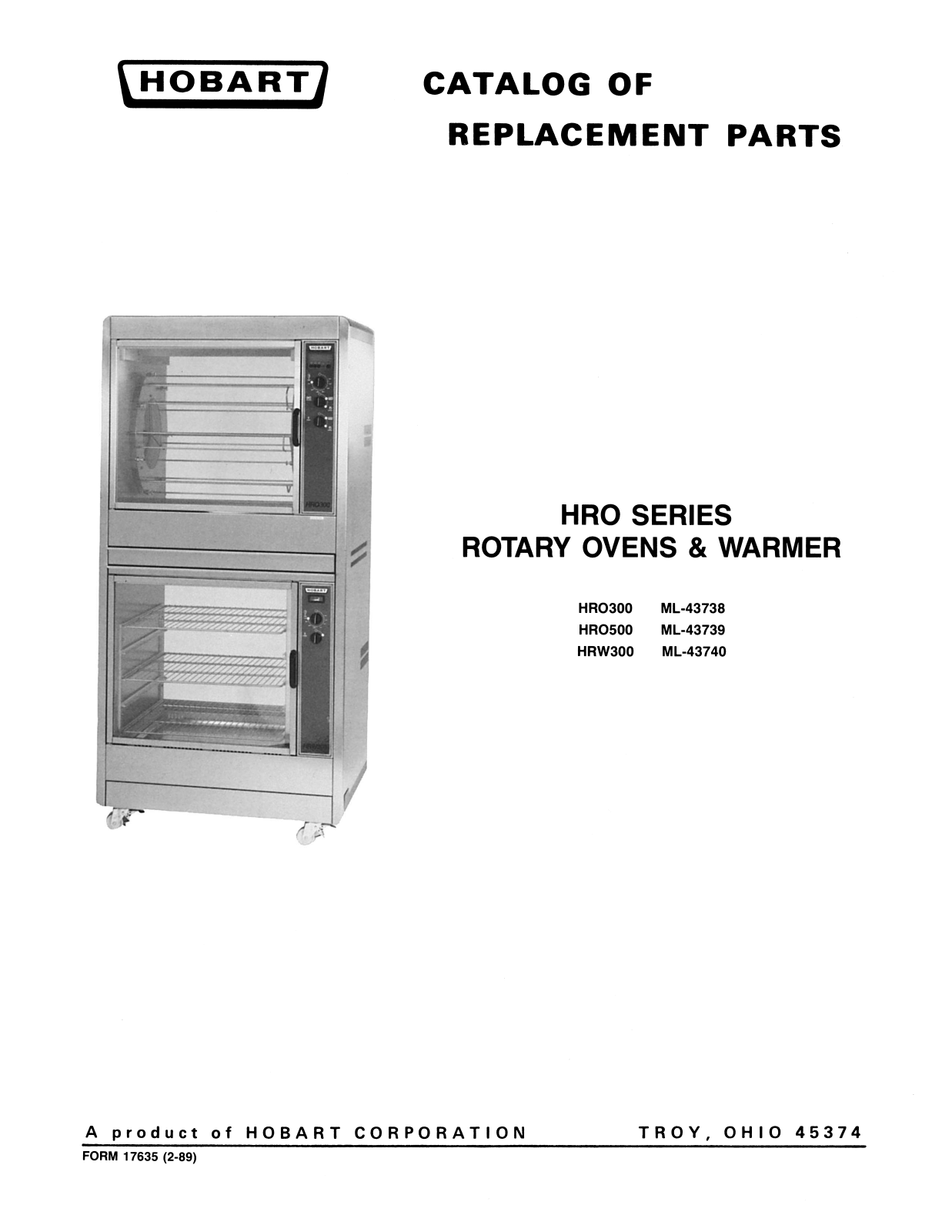 Hobart Food Machines HRO300 Parts List