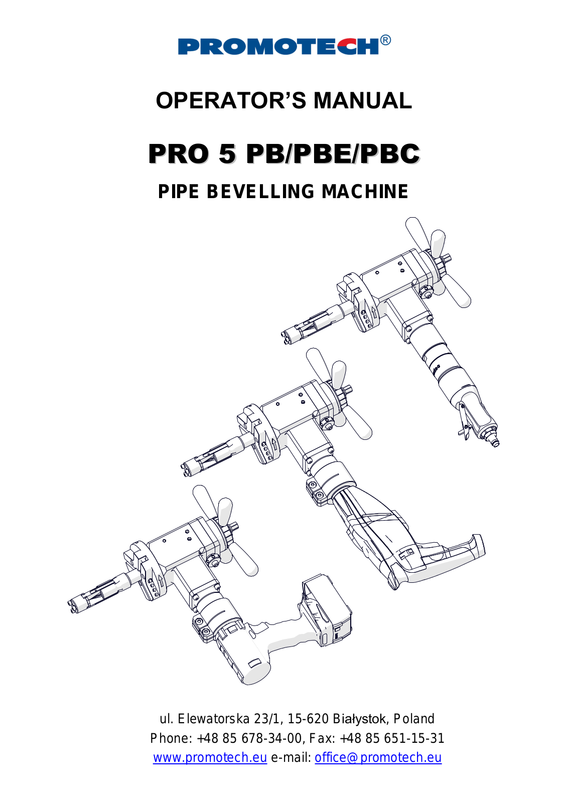 Promotech PRO 5 PB, PRO 5 PBC, PRO 5 PBE Operator's Manual - ManualMachine.com