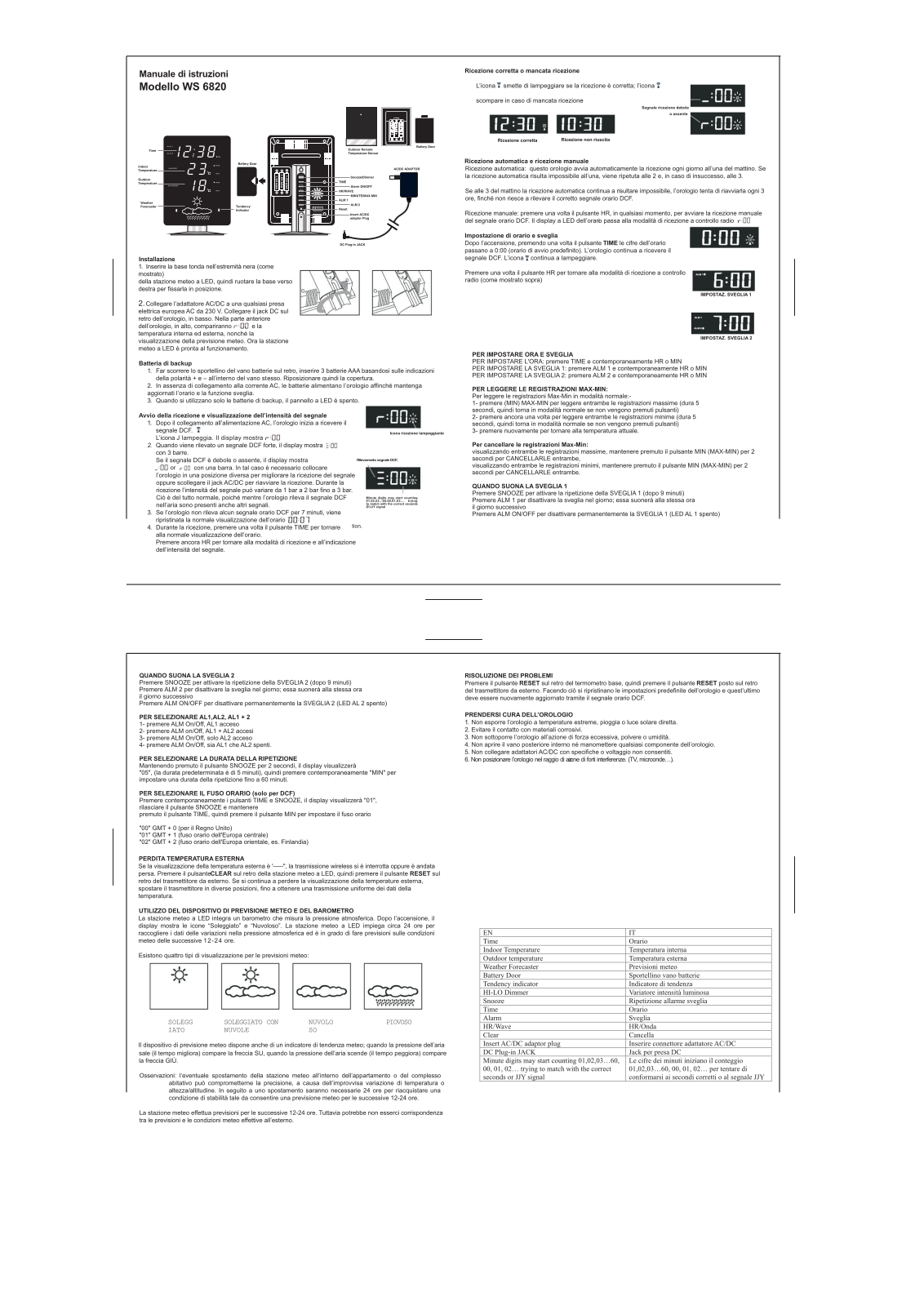 Techno Line WS 6820 Instructions manual