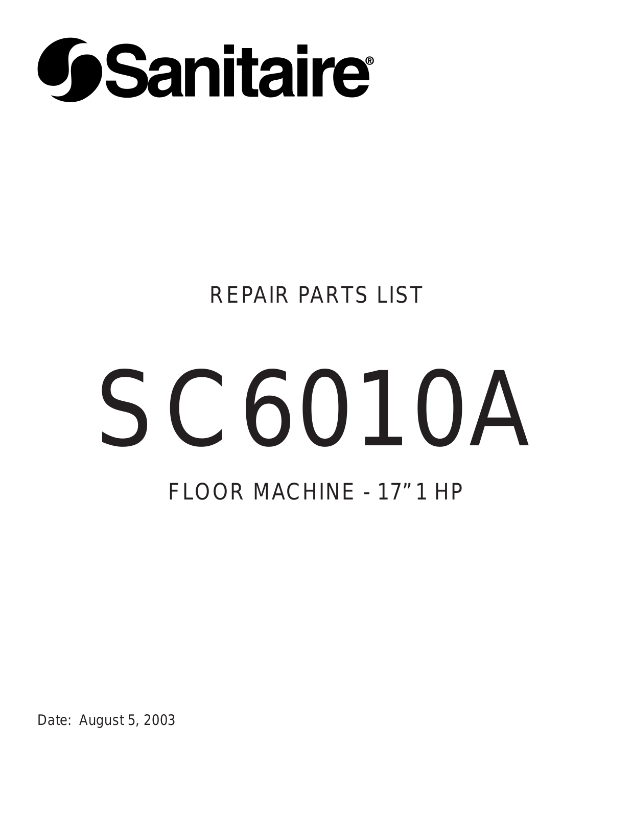 Sanitaire SC6010A User Manual