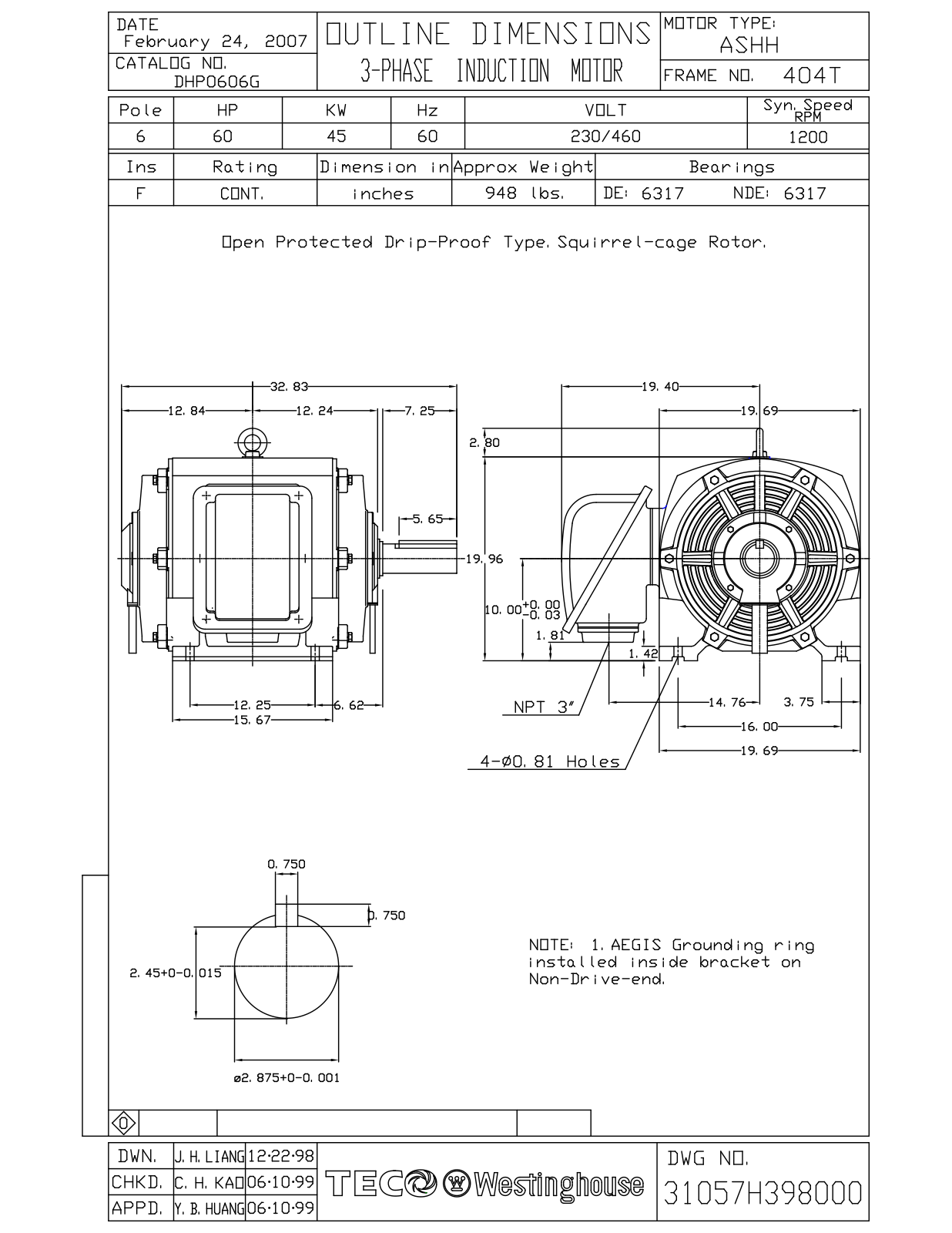 Teco DHP0606G Reference Drawing