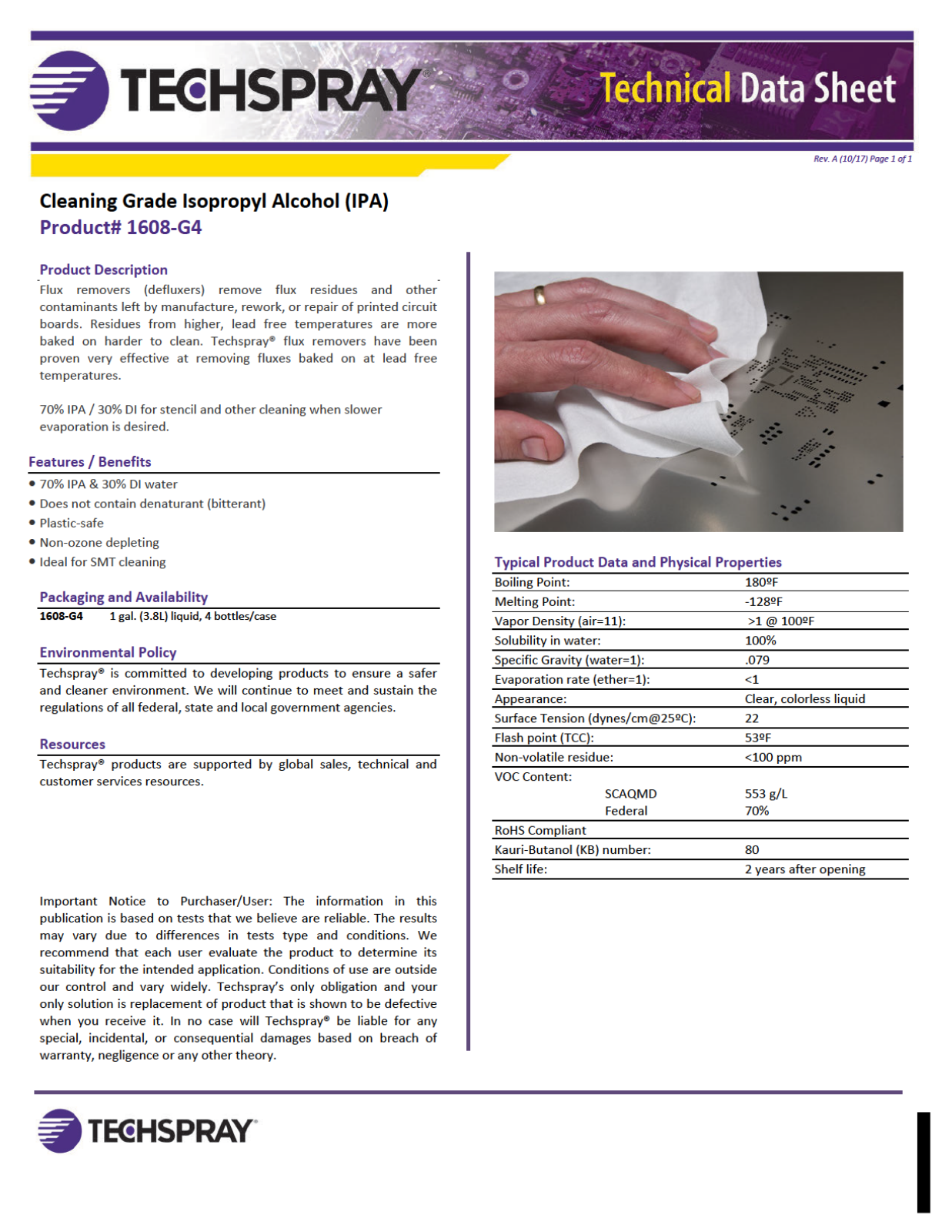 Techspray 1608-G4 Data Sheet