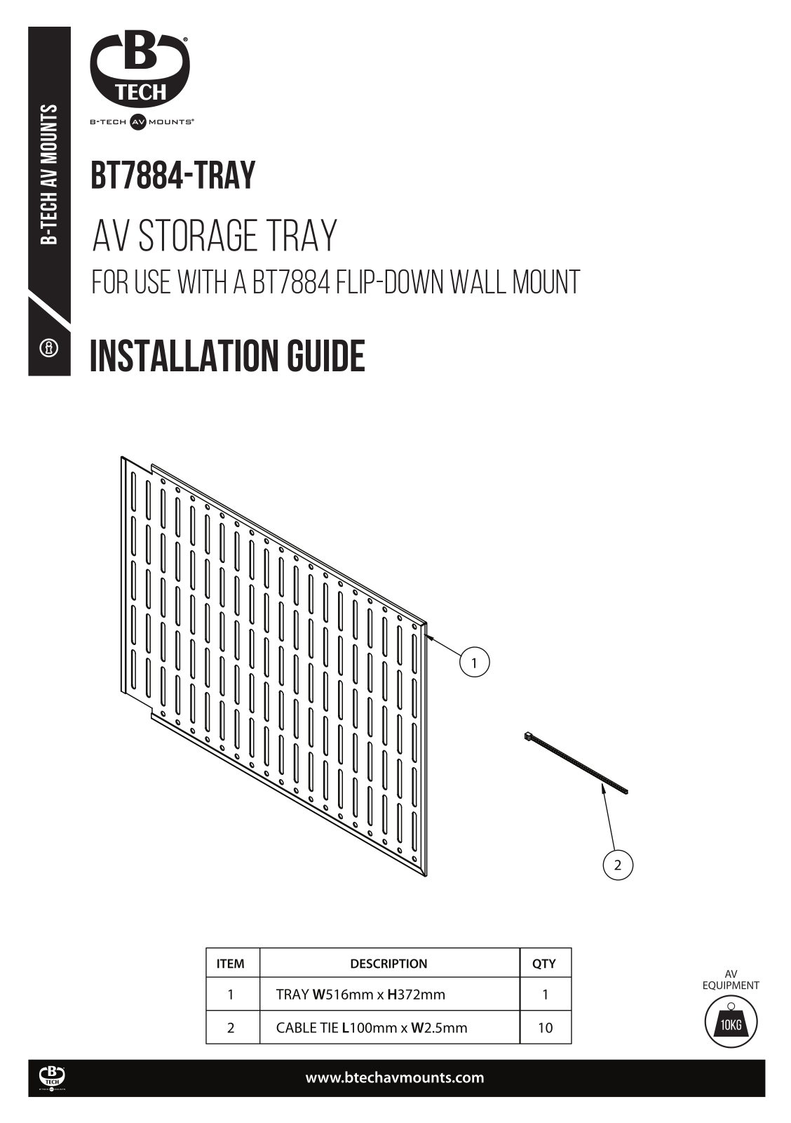 B-Tech BT7884-TRAY User guide - ManualMachine.com