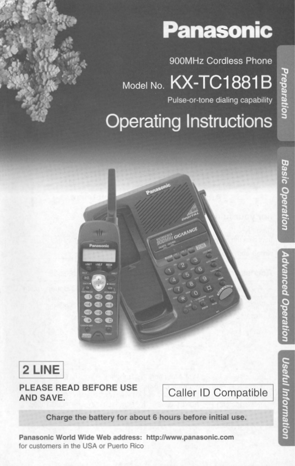 Panasonic kx-tc1881 Operation Manual