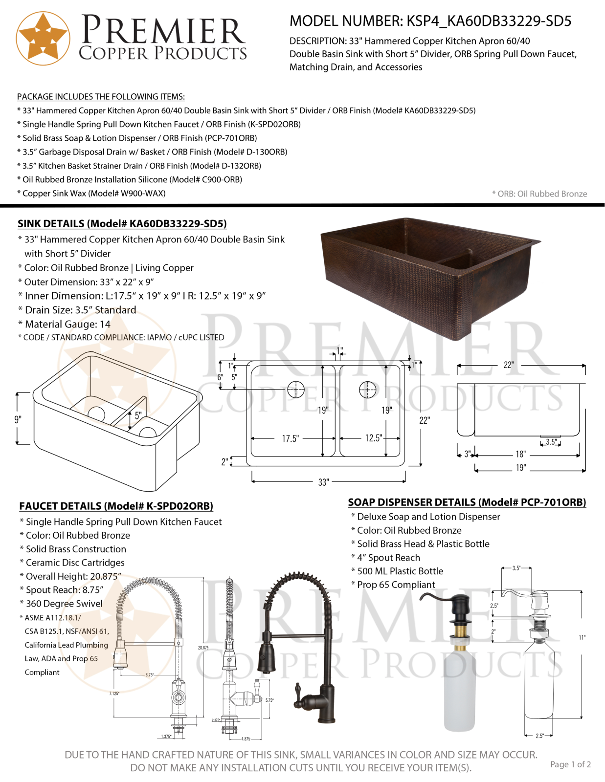 Premier Copper Products IER1957 Specifications - ManualMachine.com