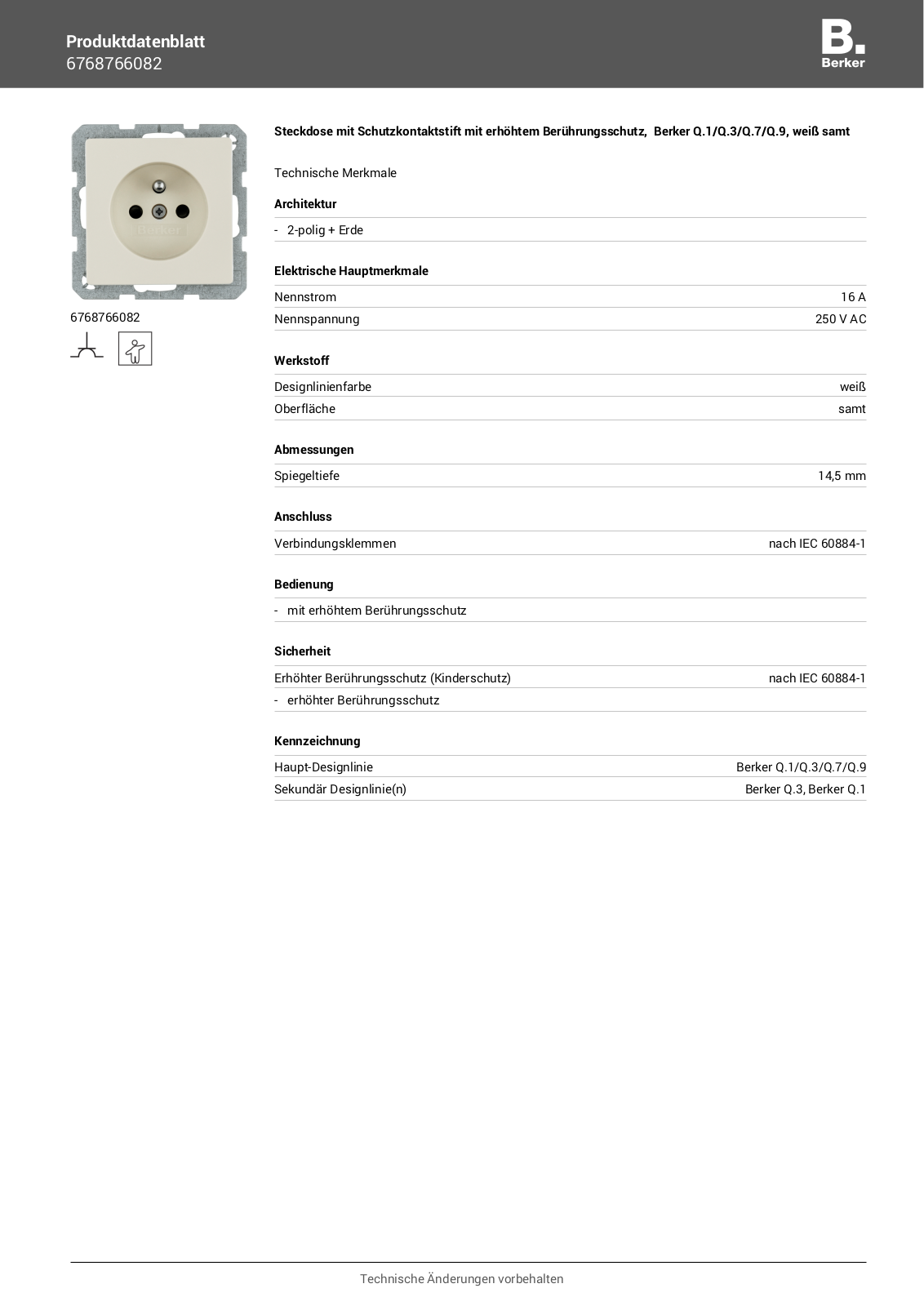 Berker 6768766082 User Manual