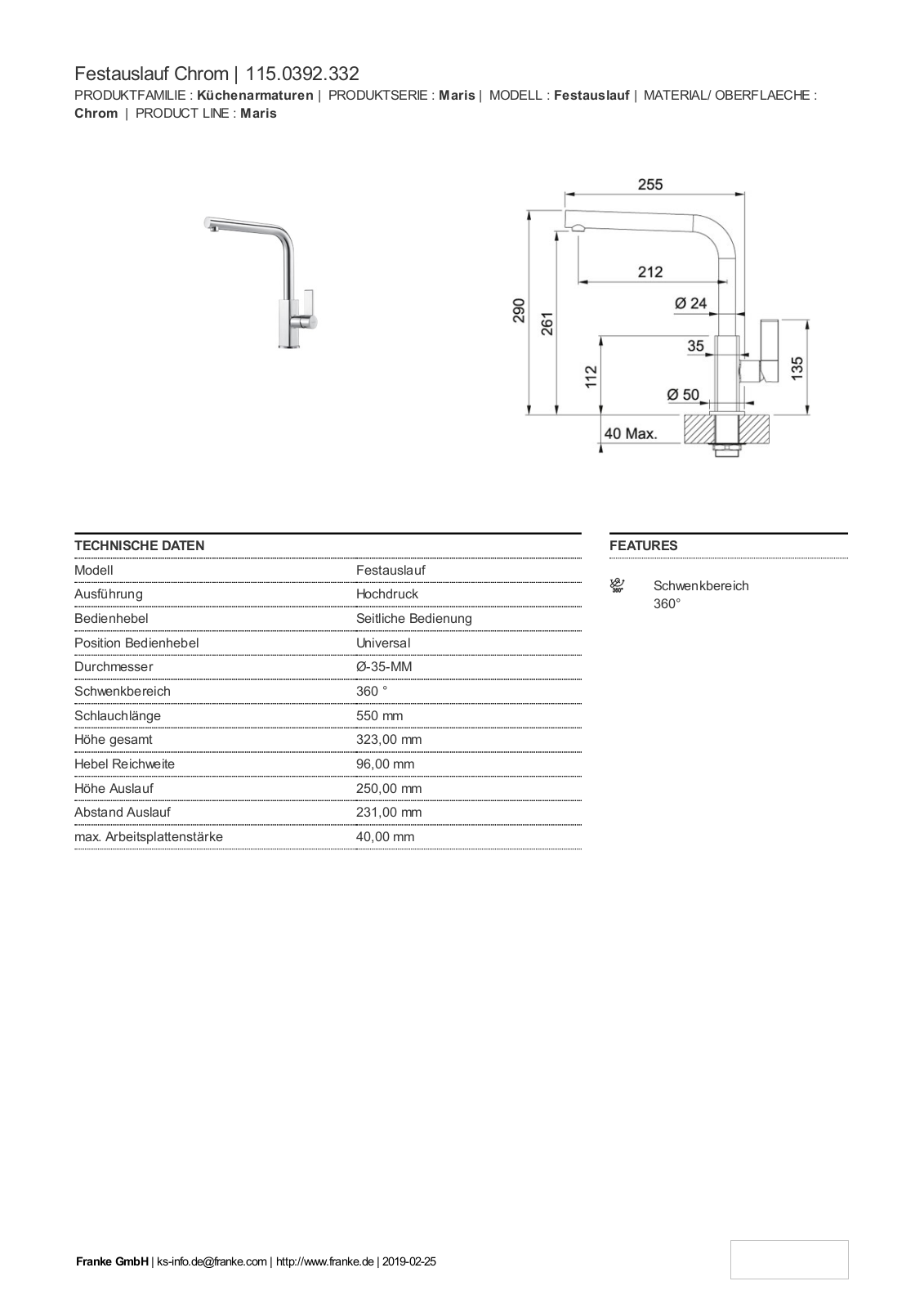 Franke 115.0392.332 Service Manual