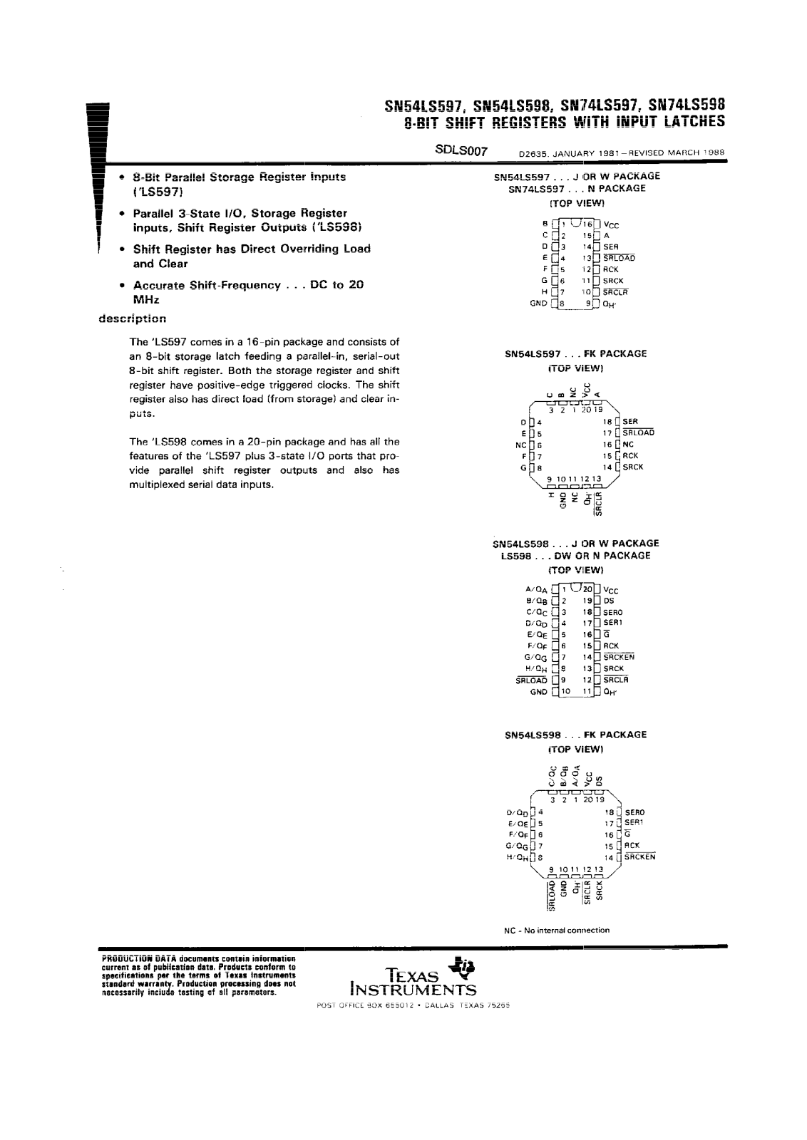 Texas Instruments 5962-8975601SA, 5962-89756012A Datasheet