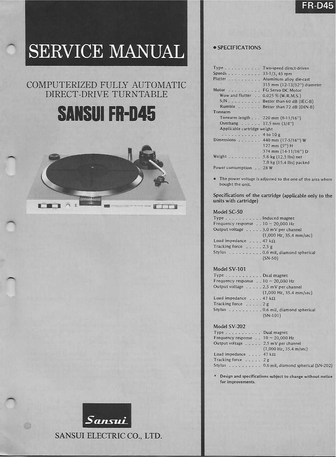 Sansui FR-D45 Service Manual