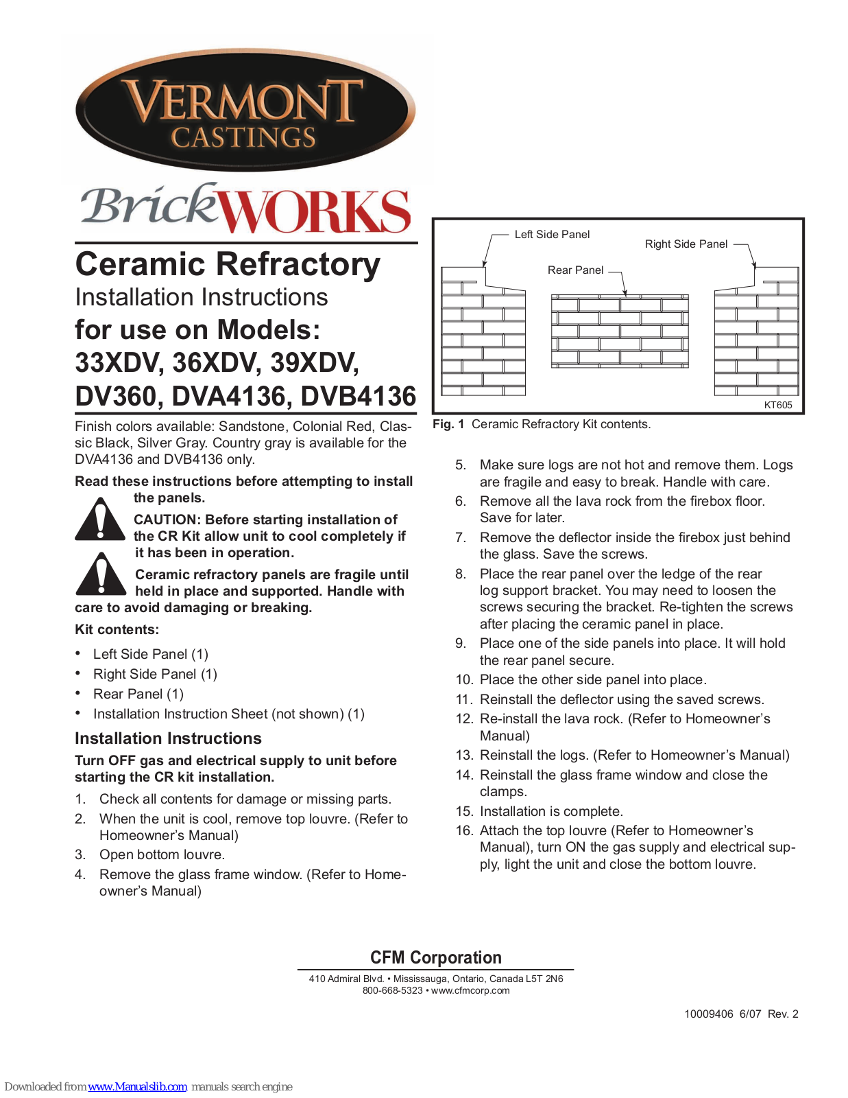 Vermont Castings DVA4136, DVB4136 Installation Instructions Manual